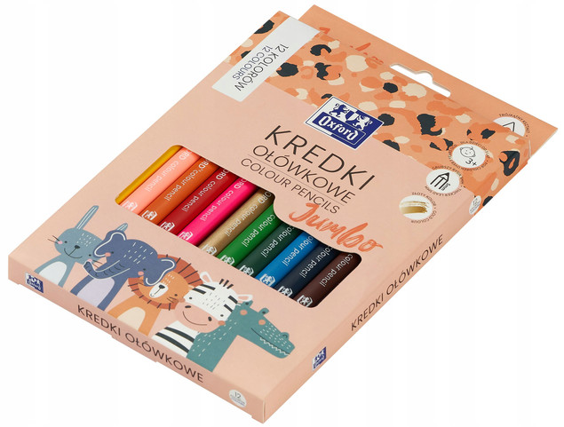 Kredki Ołówkowe Oxford Kids Jumbo Trójkątne 12 Kolorów