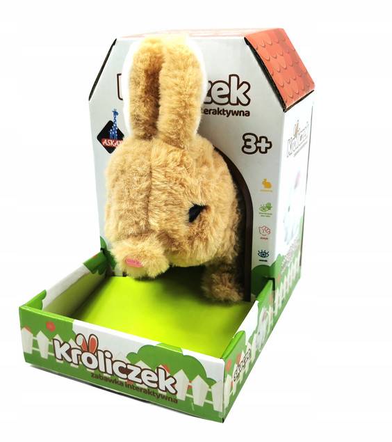 Askato Maskotka Interaktywna Króliczek Pluszowy Ruchomy Brązowy 18 cm