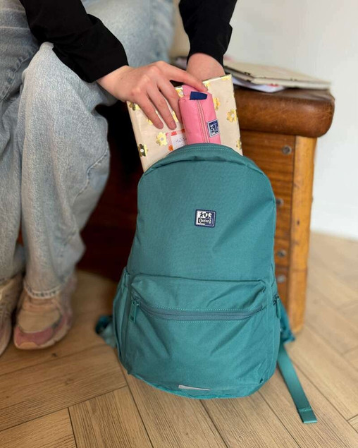 Plecak szkolny Oxford B-You Zielony Petrol 21L z Kieszenią na Laptopa RPET