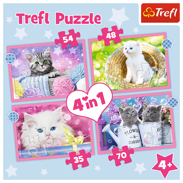 Puzzle 4w1 Zabawne kotki Trefl 34396 