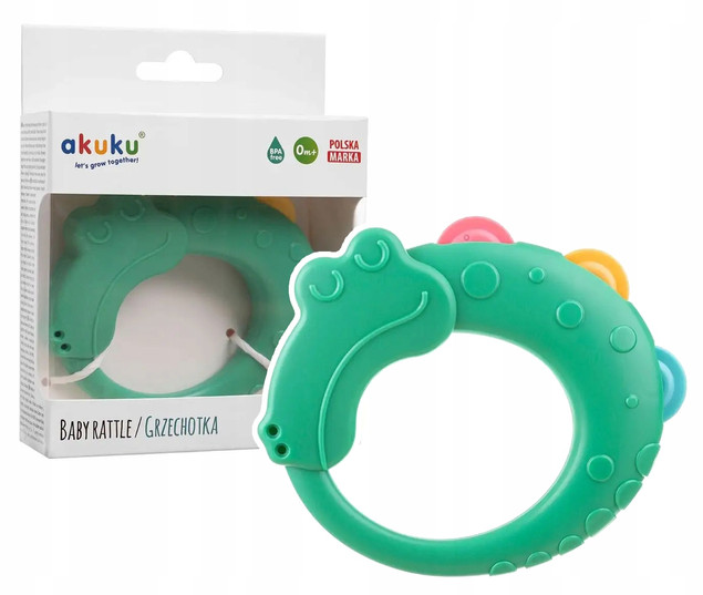 AKUKU Silikonowa Grzechotka KROKODYL Dla Niemowląt A0539