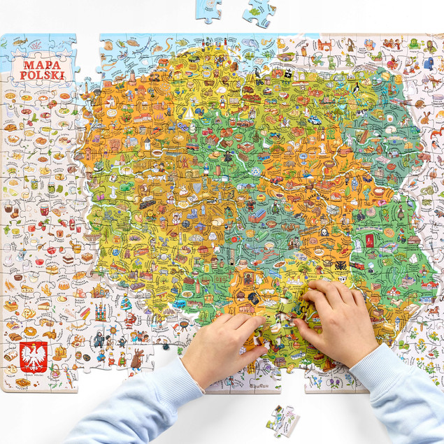 CzuCzu Puzzle Odkrywcy Mapa Polski 300 el. Rodzinne & dla Dzieci 7+