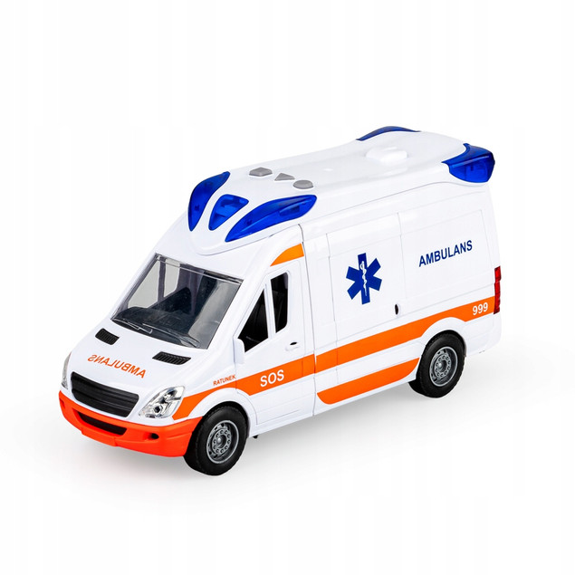 Ambulans Dumel z dźwiękiem i światłem, plastikowy, 17 cm