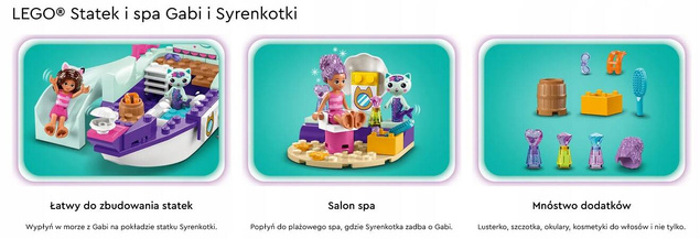 LEGO Koci Domek Gabi Statek i Spa Gabi i Syrenkotki 88el. 4+ 10786