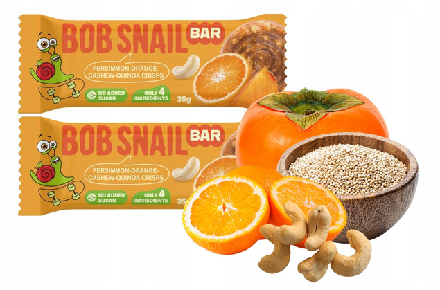 BOB SNAIL Batonik KAKI POMARAŃCZA NERKOWCE QUINOA Bez Dodatku Cukru 35g x2