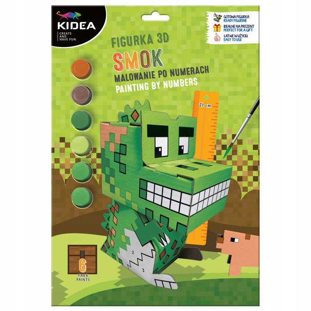 Zestaw malowania po numerach 3D Minecraft Smok Świnka – Kidea