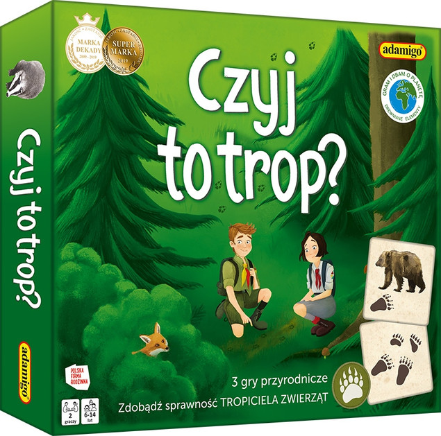 Gra Planszowa Czyj to trop? Adamigo - Edukacyjna o Zwierzętach Lasu i Ekologii