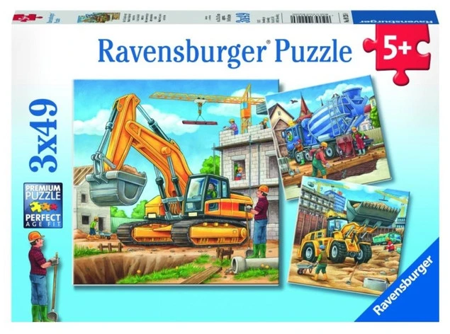 Puzzle Ravensburger 3x49 Duże Pojazdy Budowlane