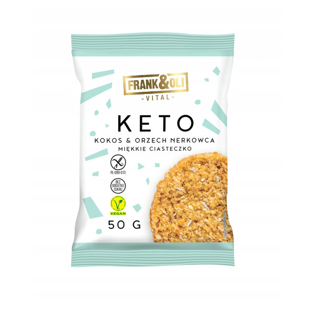 FRANK&OLI Ciastko Miękkie Keto KOKOS ORZECH NERKOWCA Bez Cukru 50g x2