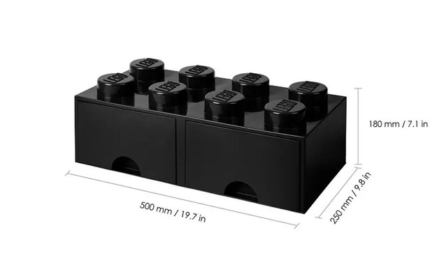Pojemnik LEGO Duża Szuflada Klocek 8 Czarny – Organizer do Pokoju