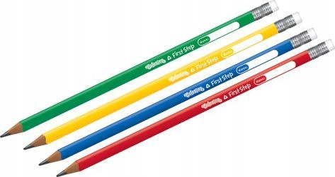 4x OŁÓWEK TRÓJKĄTNY GRUBY COLORINO HB z gumką i miejscem na podpis
