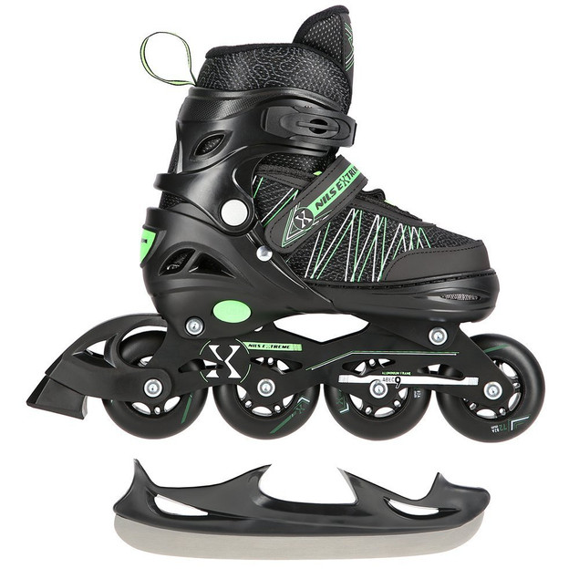 NILS Regulowane ROLKI ŁYŻWY 2w1 zielone NH11912 