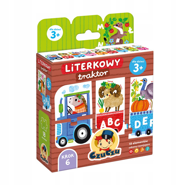 CzuCzu Literkowy Traktor Puzzle 18 el. | Nauka Alfabetu dla Dzieci 3+