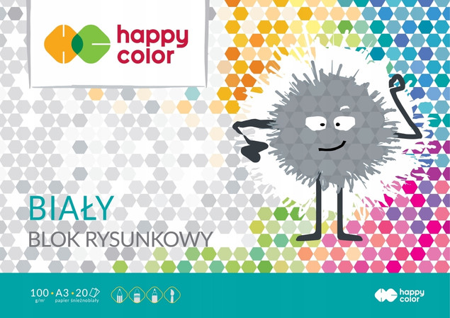 Blok Rysunkowy A3 BIAŁY 100g 20 Kartek Happy Color