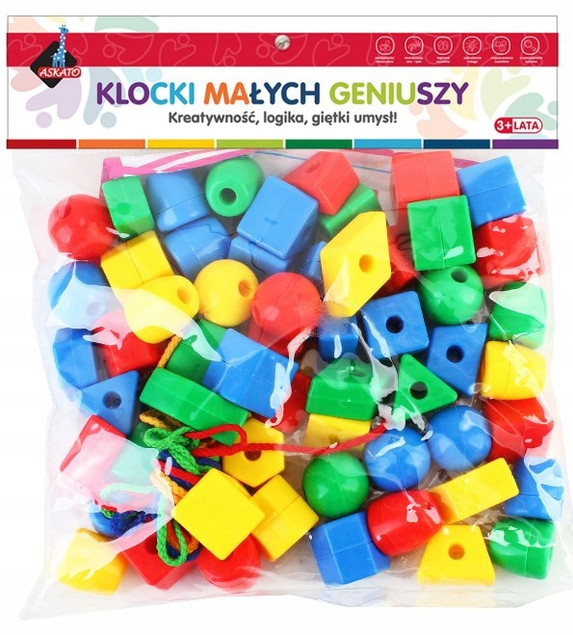 Askato Klocki Małych Geniuszy Duże Korale Edukacyjne 62 el.