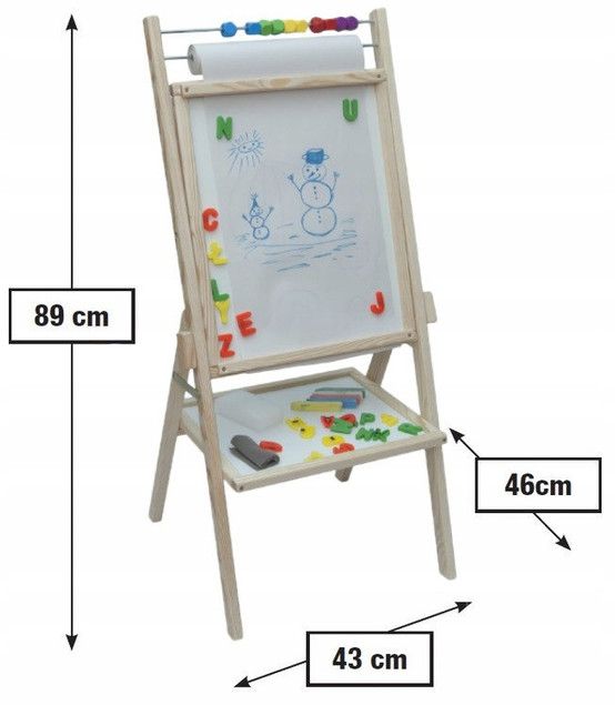 Tablica Dla Dzieci Obrotowa Magnetyczna Papier 42x89cm 4w1 3ToysM