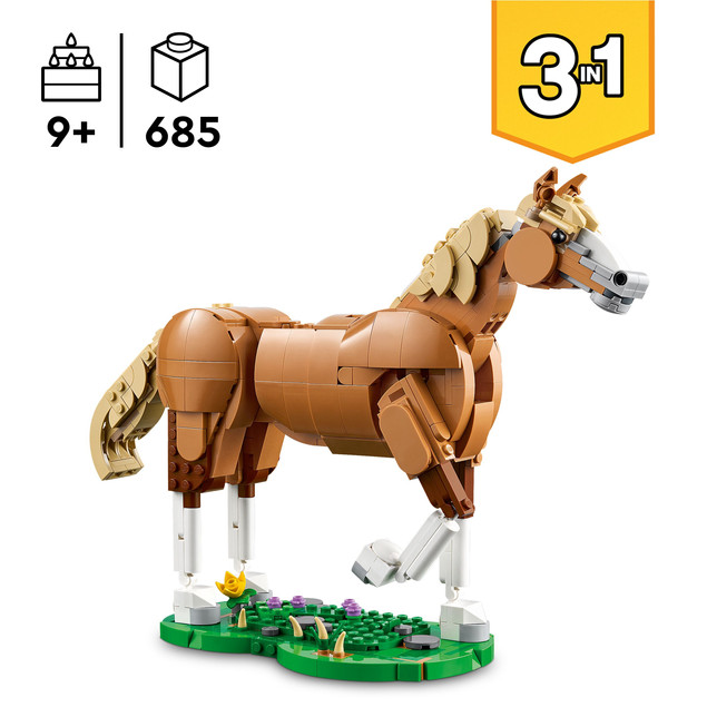 LEGO Creator 3 w 1 31166 Piękny Koń | Zestaw Zwierząt Ruchome Figurki