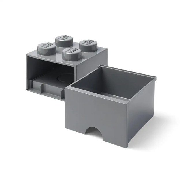 LEGO® Pojemnik Klocek z Szufladą Czwórka Szary – Organizer