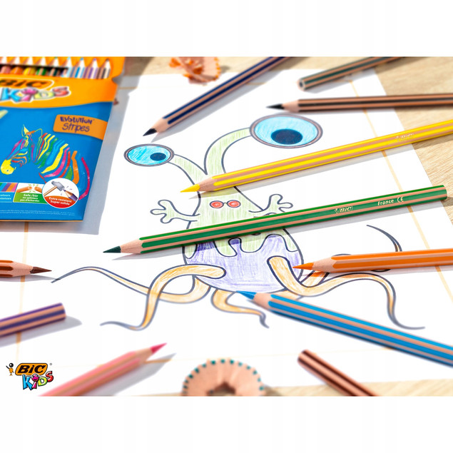 Kredki szkolne niełamliwe 24 kolory BIC Evolution