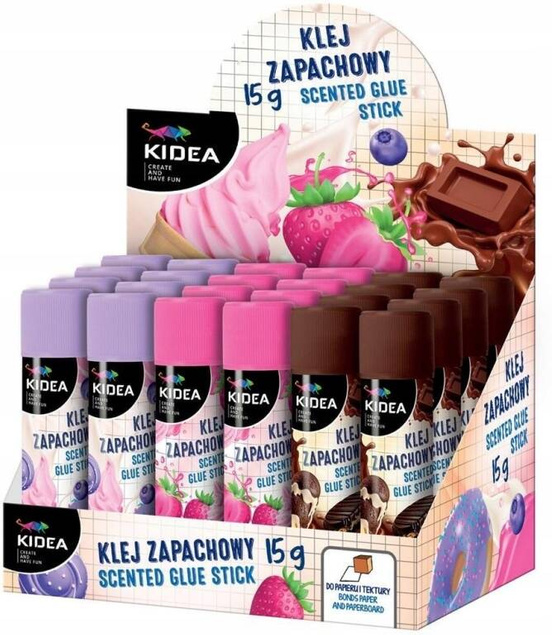 Klej W Sztyfcie Kidea Zapachowy Szkolny 15g Mocny Trwały Kolorowy