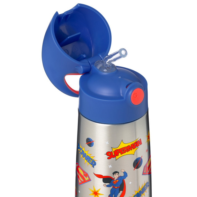 B.box Termos butelka do picia ze słomką 350 ml Superman - Stal Nierdzewna dla Dzieci