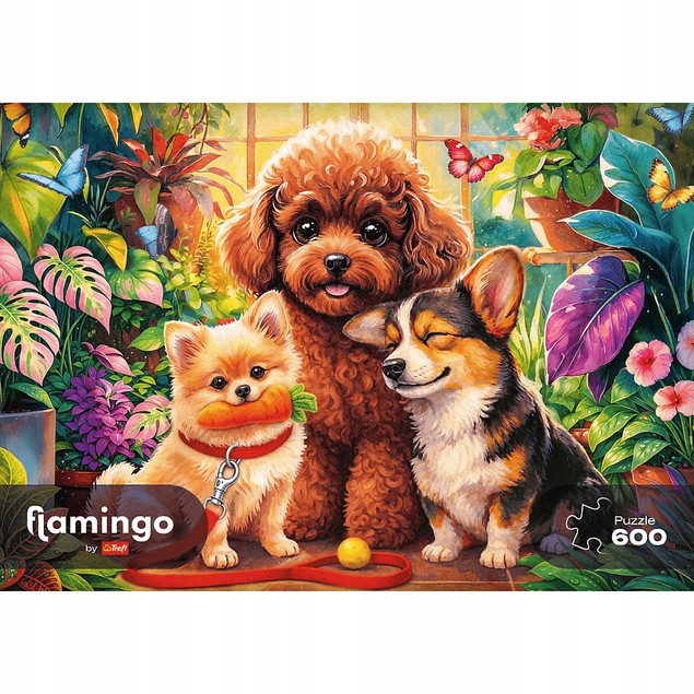 Trefl Puzzle 600 el. Flamingo by Trefl, Psy w oranżerii