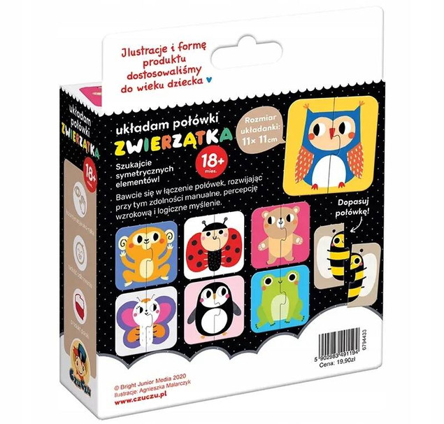 Puzzle Układam połówki Zwierzęta Bright Junior Media