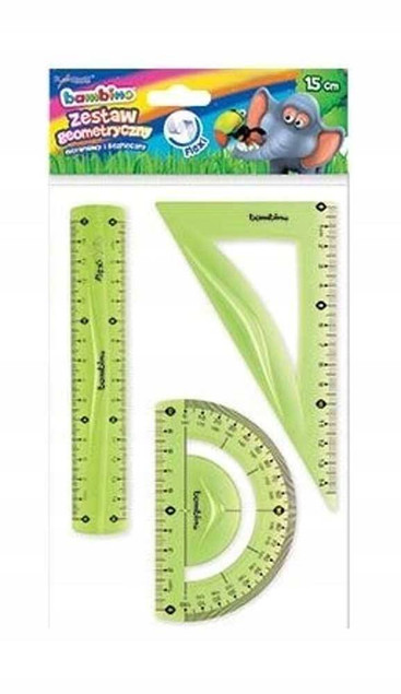 Zestaw geometryczny linijka ekierka kątomierz 20 cm Bambino Flexi
