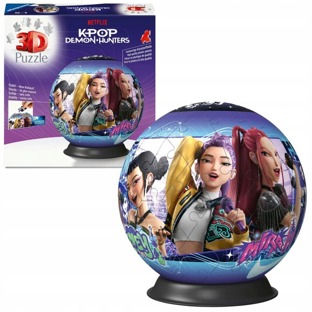 KPop Demon Hunters Puzzle 3D Kula 72 el Łowczynie Demonów Ravensburger