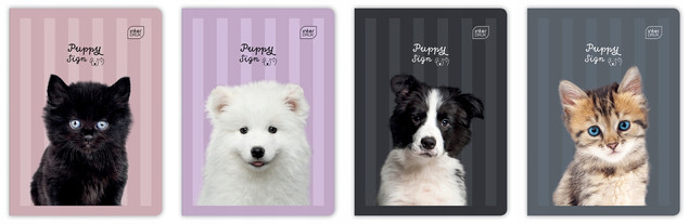 Zestaw 4 zeszytów A5 w 3 linię 32 kartki Puppy – Interdruk
