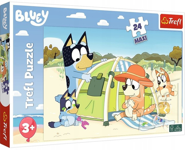 Puzzle 24 Maxi 24 Układanka Blue BLUEY Pies Pieski Plaża 3+Trefl 14357
