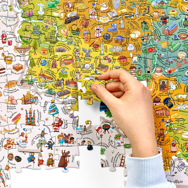 CzuCzu Puzzle Odkrywcy Mapa Polski 300 el. Rodzinne & dla Dzieci 7+