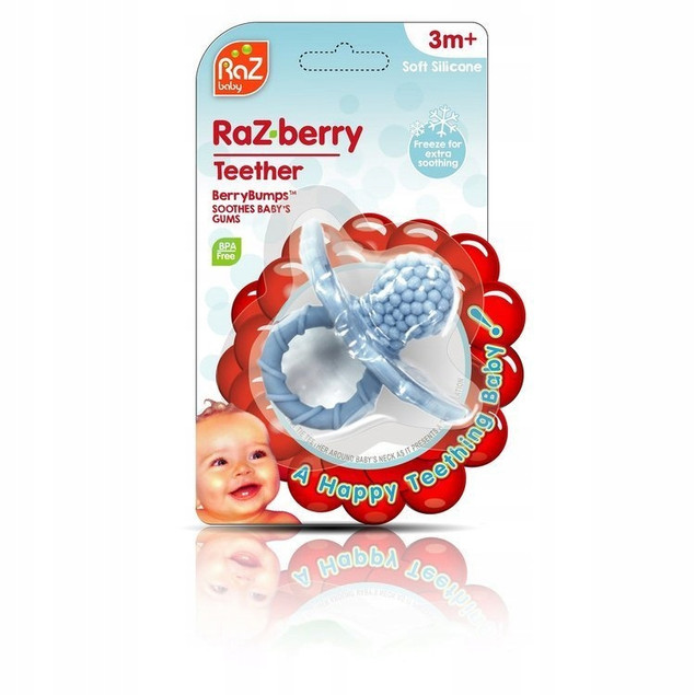 Gryzak na Ząbkowanie RazBaby Malinka Silikonowy Niebieski 3m+