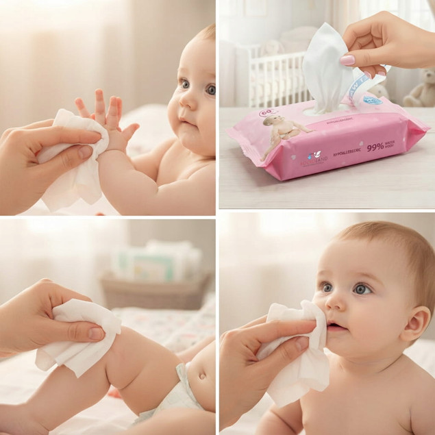 BOCIOLAND Delikatne Chusteczki Nawilżane Dla Dzieci 99% Wody 60szt. x10