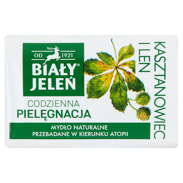 Mydło w kostce Biały Jeleń kasztanowiec i len naturalne hipoalergiczne 100g