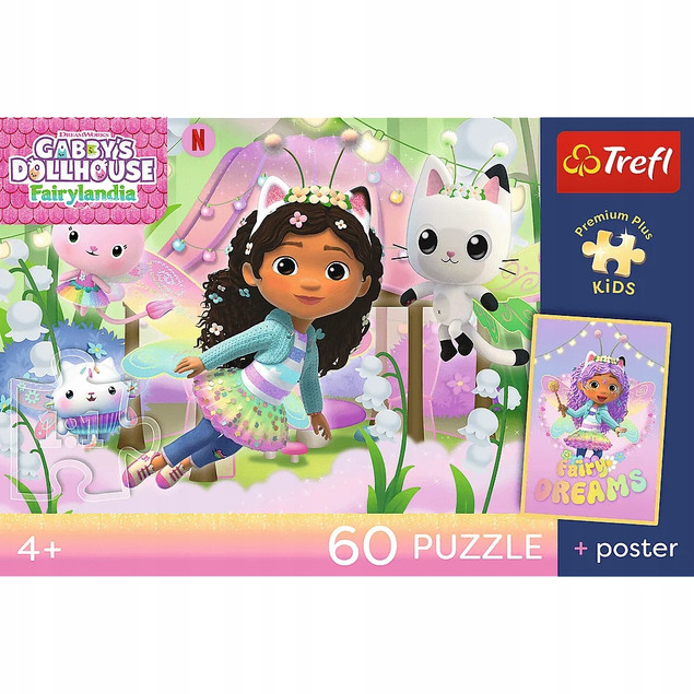 Trefl Puzzle 60el. Koci Domek Gabby: Gabi i kocie przygody z unikalnym plakatem