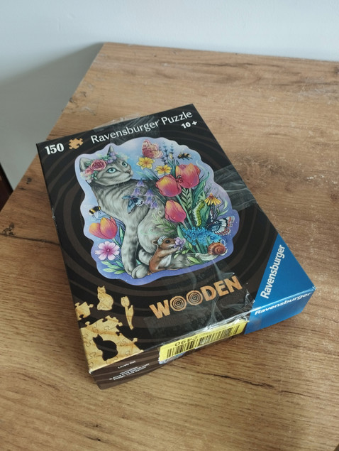 Drewniane puzzle Magiczny kot 150 elementów