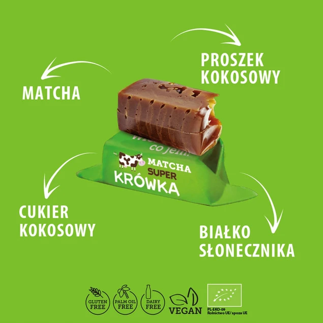 Krówki bezmleczne z Matchą - właściwości