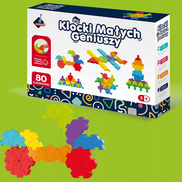 Askato Klocki Konstrukcyjne Plastikowe 80 el. dla Dzieci 3+ 