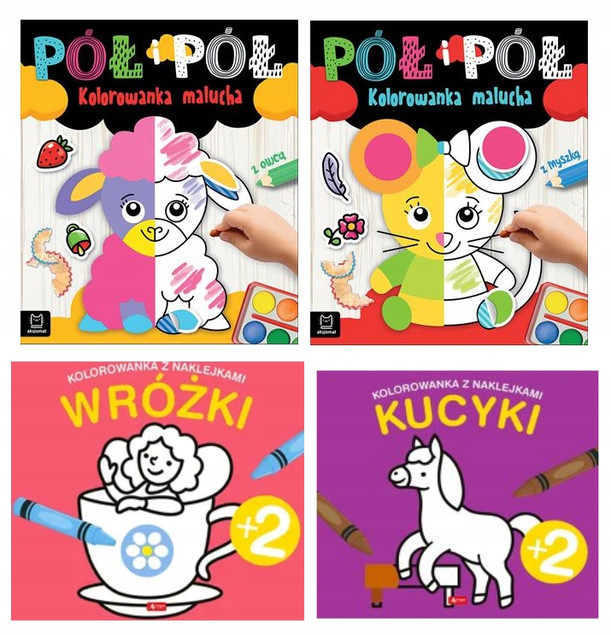 Kolorowanka Malucha z Myszką "Pół i Pół" Agnieszka Bator Symetria + Naklejki Aksjomat