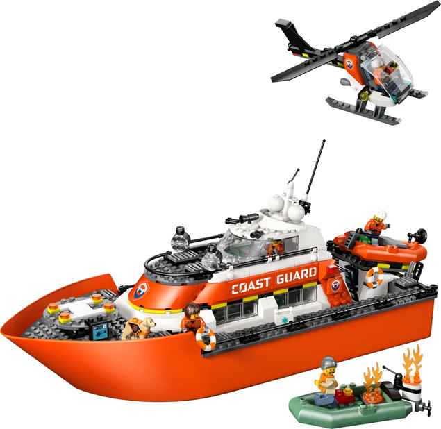 LEGO City 60504 Łódź Ratunkowa i Helikopter Straży Przybrzeżnej - Zestaw Akcji