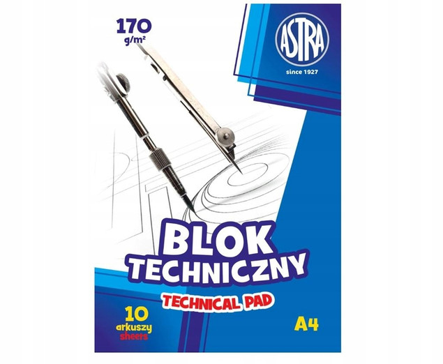 Blok Techniczny Astra A4 170g/m² 10 Arkuszy – Grube Kartki