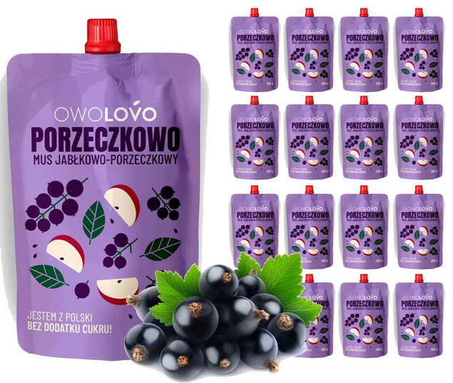 OwoLovo Porzeczkowo Mus Jabłkowo-Porzeczkowy Dla Dzieci 200g