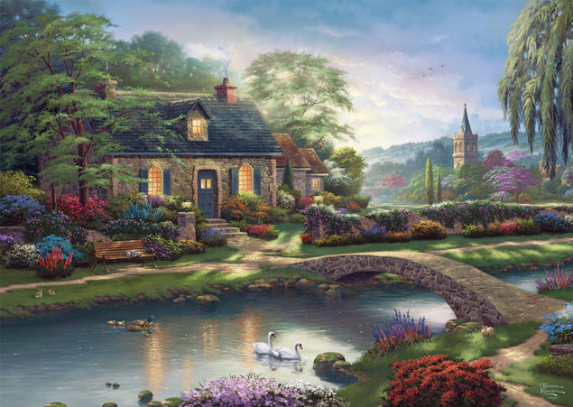Puzzle Schmidt Spiele 1000 el. Thomas Kinkade Domek nad strumykiem Premium Quality