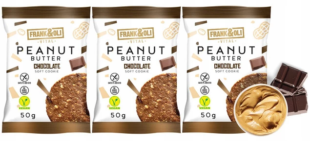 FRANK&OLI Ciastko Miękkie PASTA ORZECHOWA CZEKOLADA 50g x3