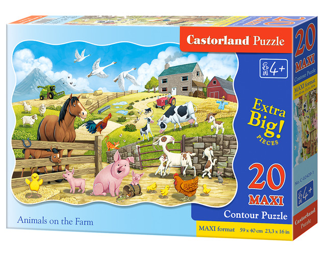 Puzzle 20 Maxi Układanka Zwierzęta NA WSI Farma Zagroda Koń Krowa 4+ Castor