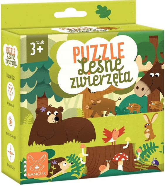 Puzzle Leśne Zwierzęta 3+ Kangur - Edukacyjne Układanki dla Dzieci