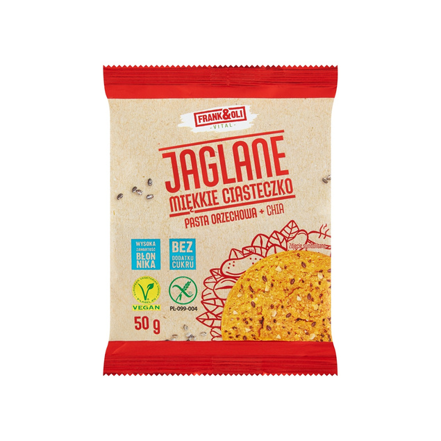 FRANK&OLI Ciasteczko Miękkie PASTA ORZECHOWA CHIA Bez Cukru 50g x5