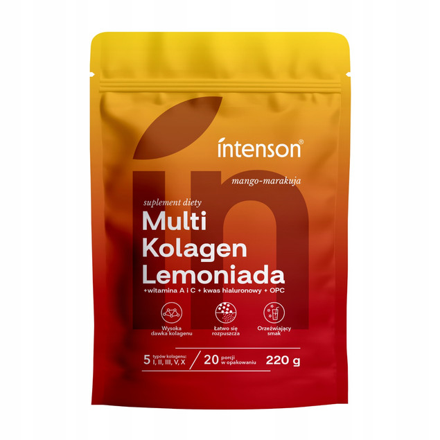 MULTI KOLAGEN Intenson (RYBI WOŁOWY DROBIOWY) mango-marakuja proszek 220g