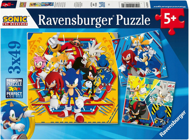 Ravensburger Puzzle Przygody Sonica 3 x 49